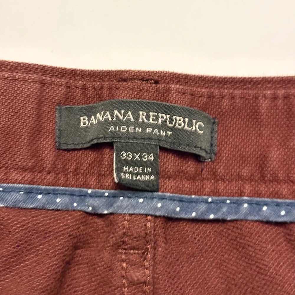 Banana Republic Aiden Pant Mens 33x34 Rust Brown Slim Fit Chino Stretch Cotton